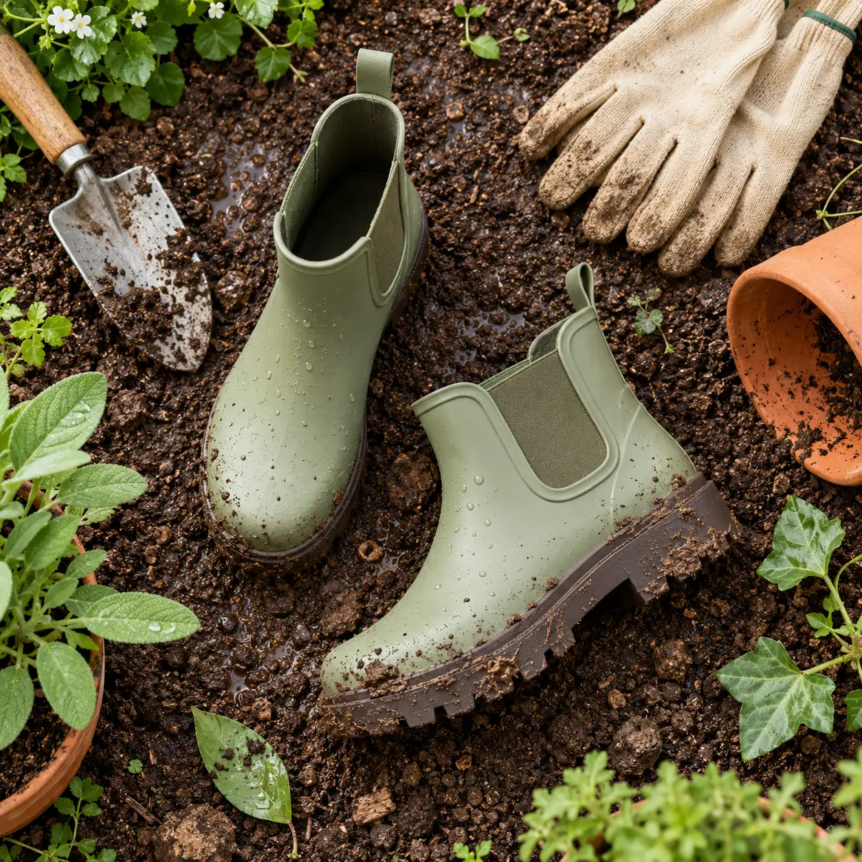 Bottines de jardinage : garder les pieds au sec sans s’alourdir dans la boue