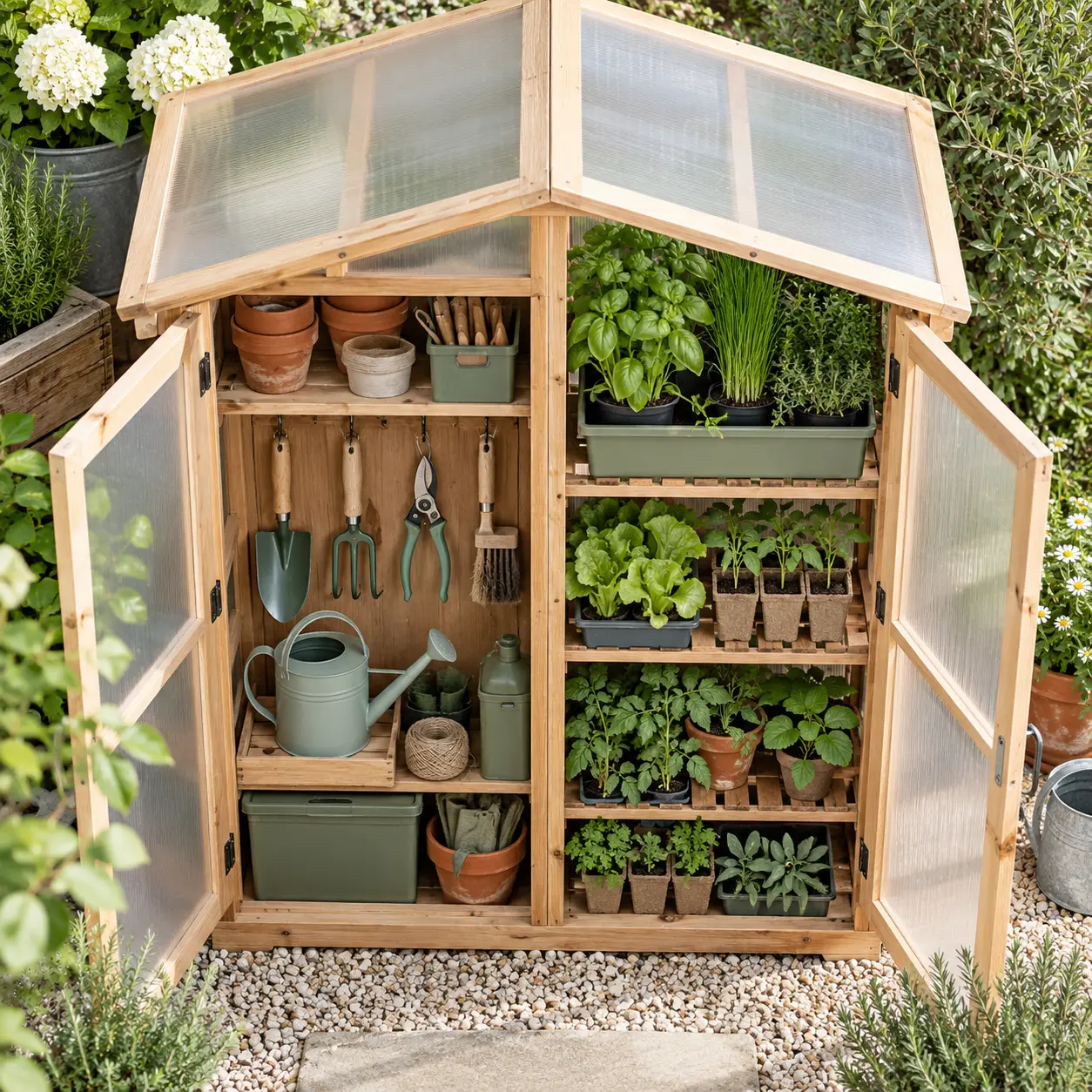 Un abri-serre réunit rangement et culture, même dans un petit jardin