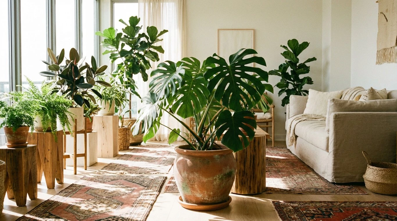 Intérieur lumineux avec plantes vertes