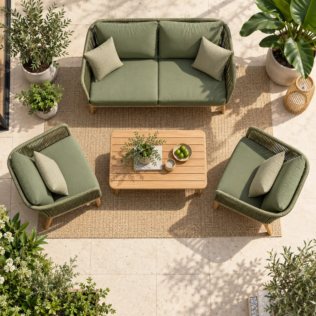 Salon de jardin vert : 4 pièces ne signifient pas 4 places