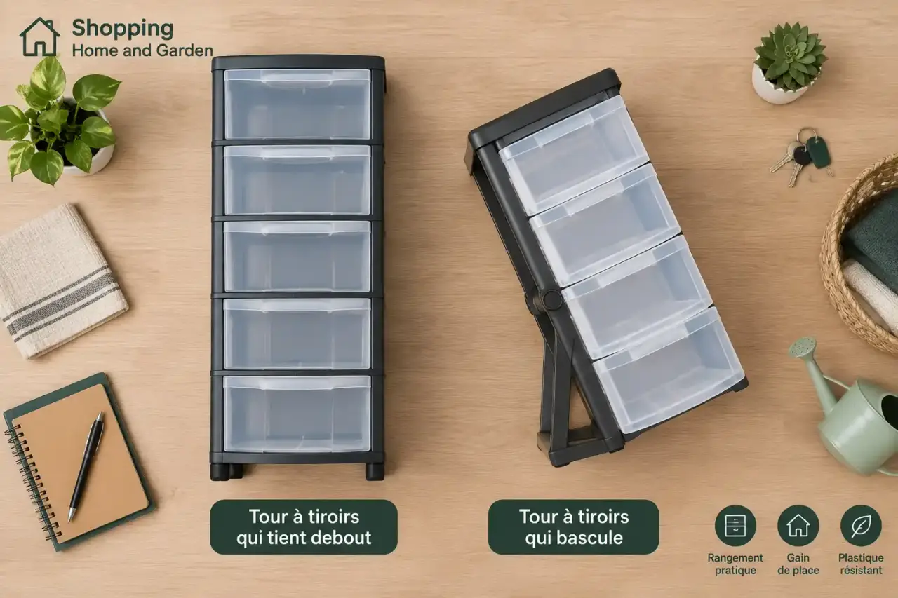 Meuble rangement plastique : la tour à tiroirs qui tient debout, et celle qui bascule