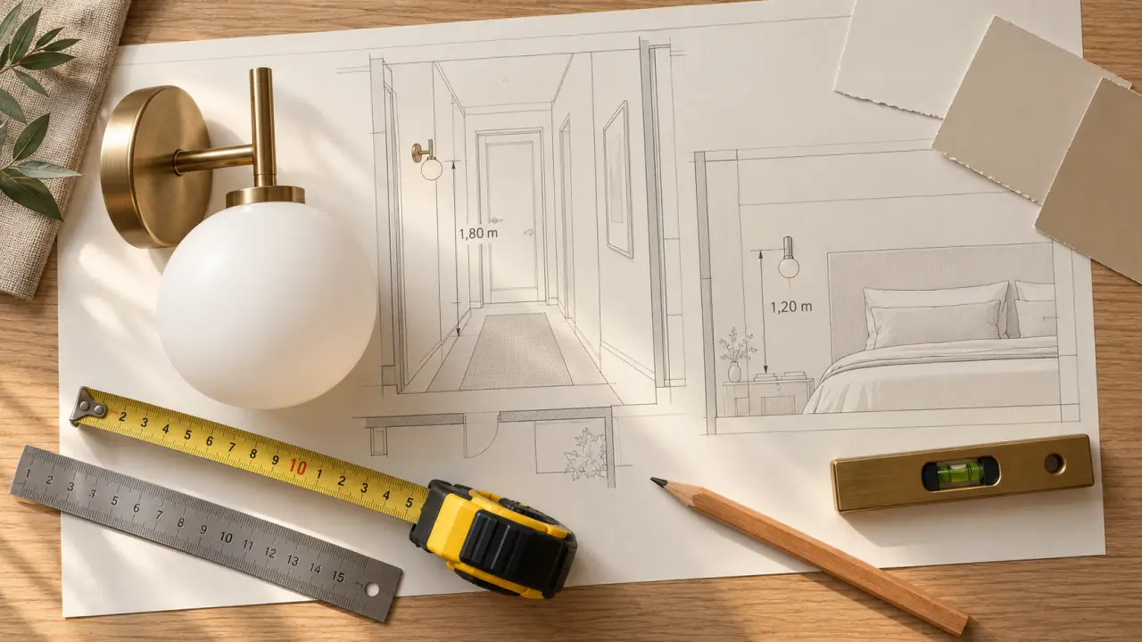 1,80 m dans le couloir, 1,20 m au chevet : quelle hauteur pour votre applique ?