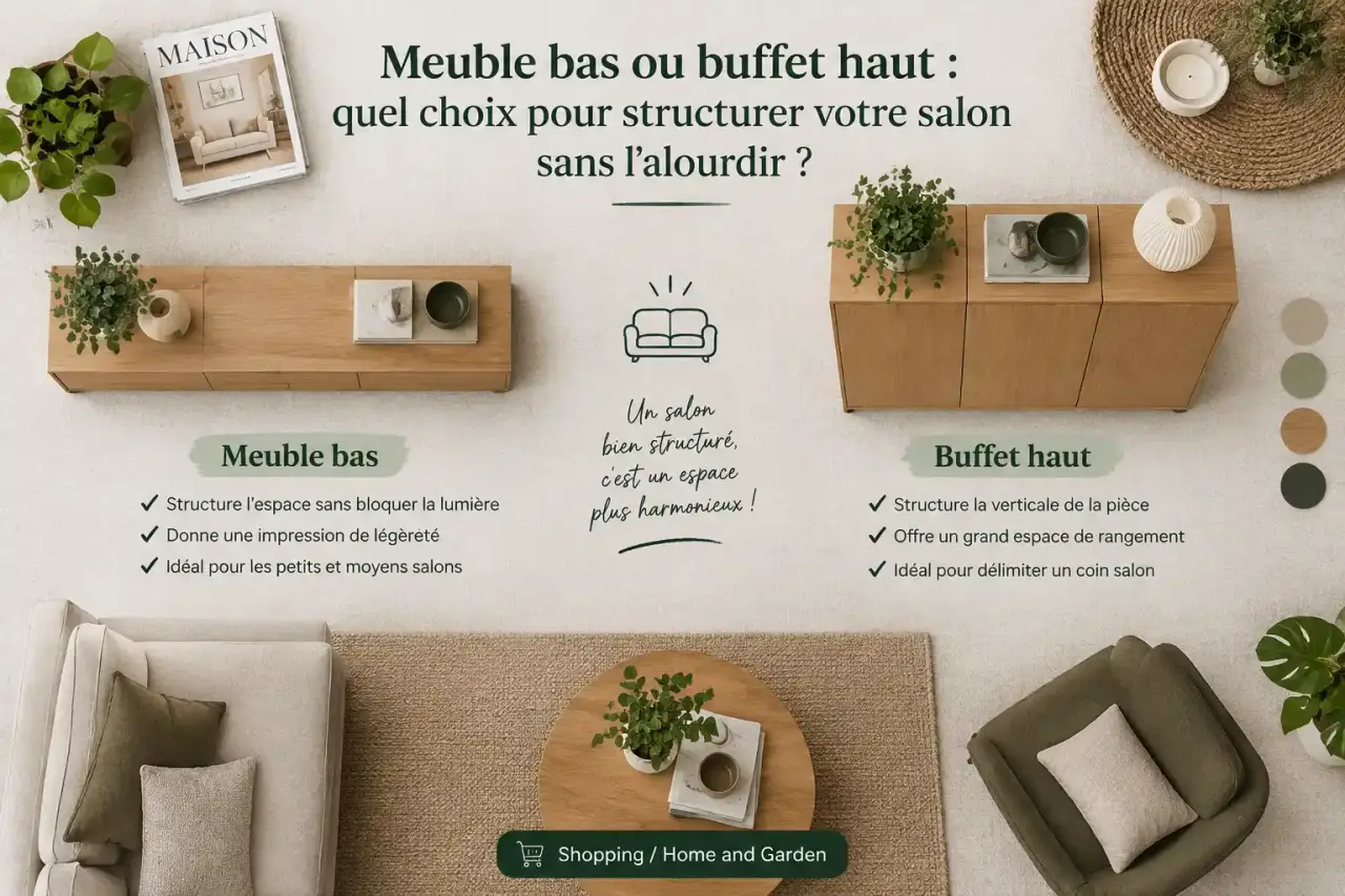 Meuble bas ou buffet haut : quel choix pour structurer votre salon sans l’alourdir ?